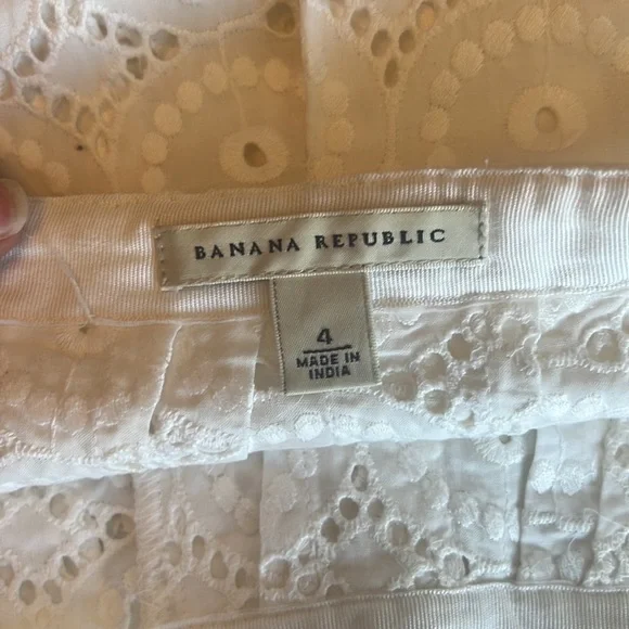 Banana Republic White Cotton Eyelet Lace Skirt Size 4 - Picture 13 of 13